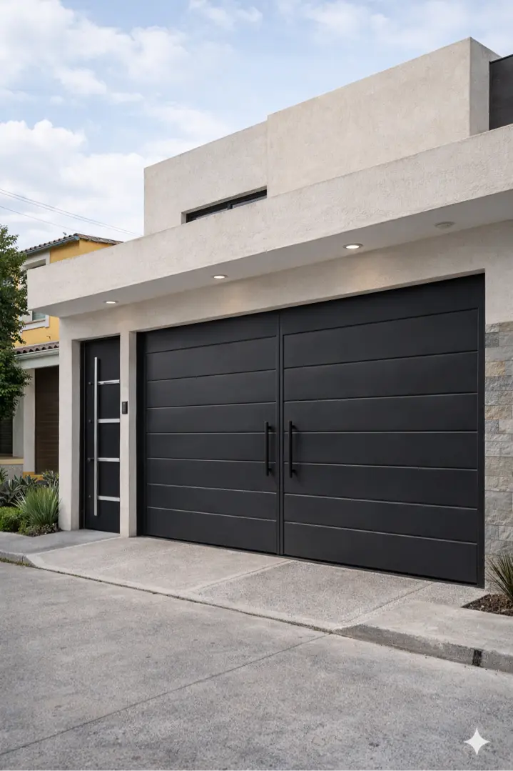 Portón de herrería instalado en acceso residencial en Toluca